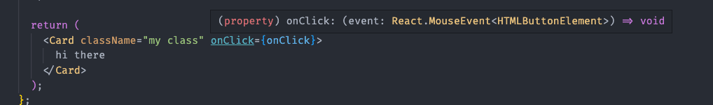tsx code in gives autocompletion and type documentations in visual studio code